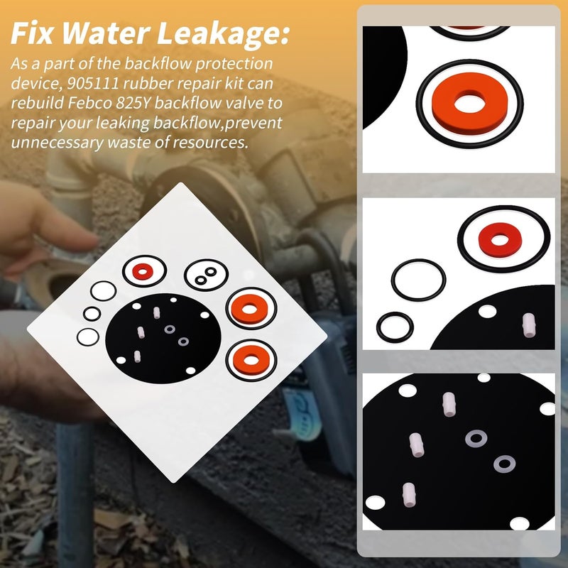 XTPTFABS 905111 Complete Rubber Repair Kit Fits for Febco Backflow 15-32mm 825Y 825YA 825YAR Series 3/4",1",1-1/4"size,18Pcs - Image 4